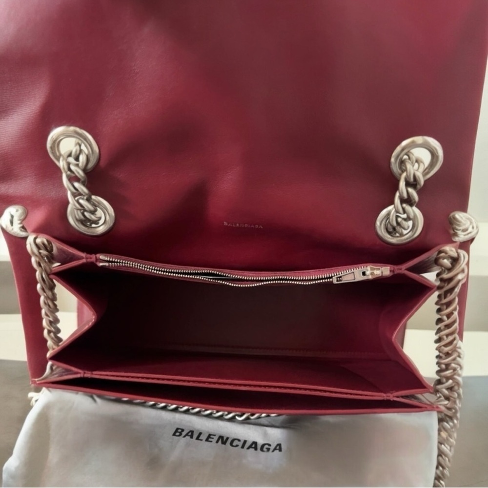 BALENCIAGA Crush Leather Medium Chain Shoulder Handbag Tote Crossbody Purse New - Picture 15 of 15
